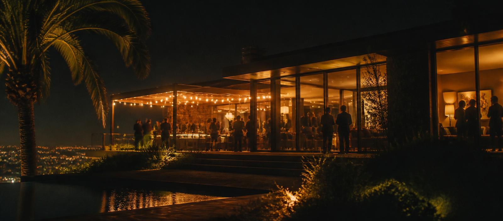 A Calabasas hillside estate at dusk on Oscars weekend. The setting for a private Shifter(s) gathering